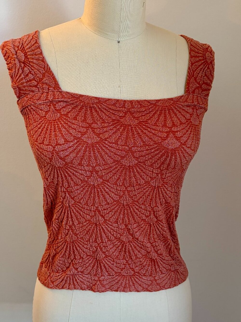 Coco & Shay Yours Truly Textured Crop Tank in Coral/Orange- S/M
